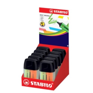 Evidenziatori Stabilo Boss Original Bicchiere  2-5 mm assortiti Contenitore in plastica da 4 - 7004-3