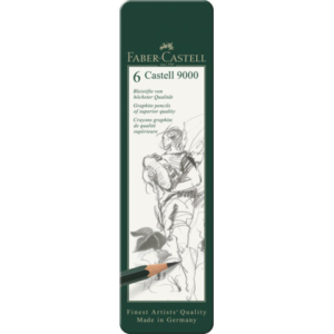 Astuccio in metallo 6 matite Faber-Castell 9000 - gradazioni assortite - 119063