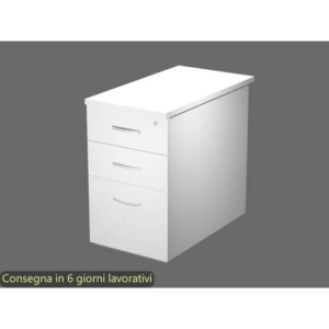 Cassettiera alta bianca 2 cassetti + 1 classificatore 44x80x73 cm complanare alle scrivania - montata - Flex CA80/3