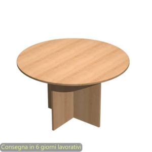 Tavolo riunione rotondo faggio Ø120xH.72 cm gamba a pannello in melaminico in tinta linea Presto 60121/6