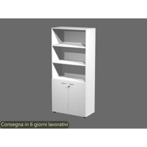 Armadio alto con 2 ante basse bianco in melaminico 90x45,8xH.200 cm - linea componibili 2898 Artexport - AR/ST+AB/33