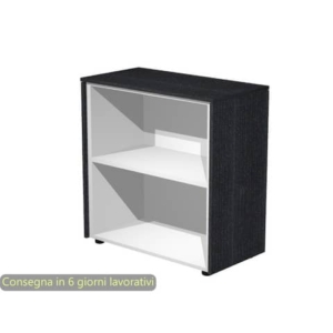 Mobile a giorno basso singolo top nero venato frassino 83x43x81,4 cm struttura grigio alluminio Flora Artexport 930/8