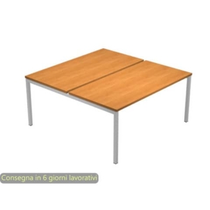 Scrivania Bench doppia piano noce chiaro 180x164x72,5 cm gamba a ponte in metallo grigio Presto Venere Plus - 665B-NOPAR/4