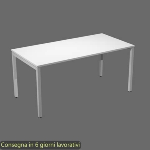 Scrivania piano bianco 160x80xH.72,5 cm gamba a ponte in metallo grigio linea Presto Venere Plus  Artexport -  663/3