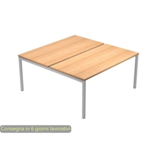 Scrivania Bench doppia piano faggio 160x164x72,5 cm gamba a ponte in metallo grigio Presto Venere Plus - 663B-NOPAR/6
