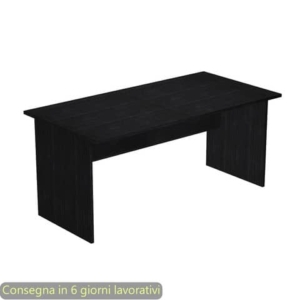 Scrivania piano nero venato frassino 160x80xH.72 cm gambe a pannello in melaminico in tinta Presto - 003PAN/8
