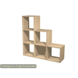 Libreria componibile 6 caselle a scalare rovere 104x29,2xH.103,9 cm linea Maxicolor Artexport - 6DMaxC/C