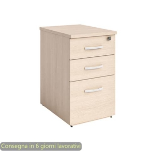 Cassettiera alta rovere 2 cassetti + 1 classificatore 44x60x73 cm complanare alle scrivania - montata - linea Flex