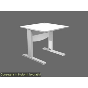 Scrivania piano bianco 80x80xH.73 cm con Modesty Panel gamba a L in metallo grigio alluminio Flex - URB/V-80 + MOD/3