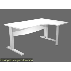 Scrivania ad angolo Compact piano bianco 160x120xH.73 cm gamba a L in metallo + supporto lato destro - linea Flex