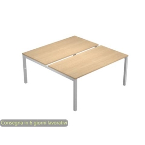Bench doppio piano rovere 120x168xH.72,5 cm gamba a ponte in metallo grigio alluminio Bridge Artexport BENCH12/6-AA