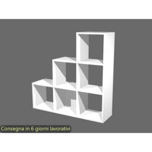 Libreria componibile 6 caselle a scalare bianca 104x29,2xH.103,9 cm linea Maxicolor Artexport - 6DMaxC/3