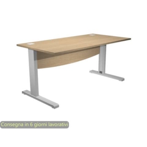 Scrivania piano rovere 140x80xH.73 cm con Modesty Panel gamba a L in metallo grigio alluminio Flex URB/V-140 + MOD/C
