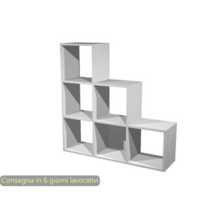Libreria componibile 6 caselle a scalare grigio alluminio 104x29,2xH.103,9 cm linea Maxicolor Artexport - 6DMaxC/5