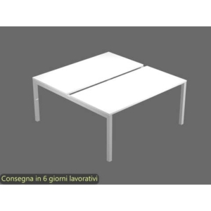 Bench doppio piano bianco 140x168xH.72,5 cm gamba a ponte in metallo grigio alluminio Bridge Artexport BENCH12/C-AA