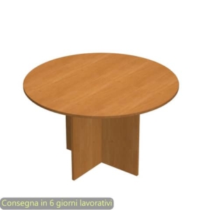 Tavolo riunione rotondo noce chiaro Ø120xH.72 cm gamba a pannello in melaminico in tinta linea Presto 60121/4