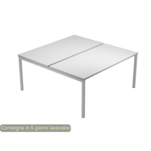 Scrivania Bench doppia piano grigio 140x164x72,5 cm gamba a ponte in metallo grigio Presto Venere Plus - 662B-NOPAR/9