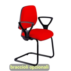 Sedia operativa visitatore Unisit Leda LDS Eco smart su slitta - rivestimento ignifugo - rosso - LDS/IR