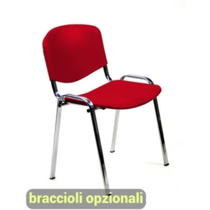 Sedia visitatore a 4 gambe Unisit Dado D5PC - struttura cromo - PPL rosso - conf. 2 pezzi - D5PC/2/RO