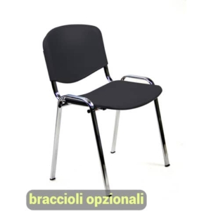 Sedia visitatore a 4 gambe Unisit Dado D5PC - struttura cromo - PPL nero - conf. 2 pezzi - D5PC/2/NE