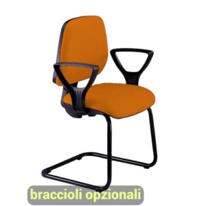Sedia operativa visitatore Unisit Leda LDS Eco smart su slitta - rivestimento Eco - arancione - LDS/EA