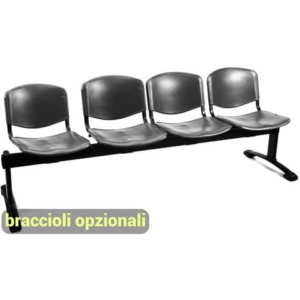 Panca 4 posti attesa Unisit Dado D54P - rivestimento ignifugo grigio scuro D54P/IT