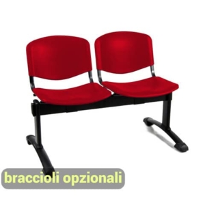 Panca 2 posti attesa Unisit Dado D5P2P - PPL rosso D5P2P/RO