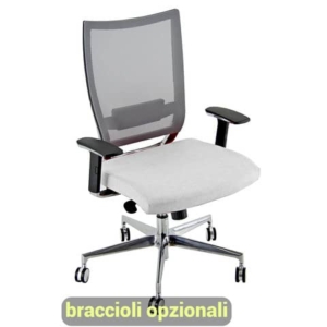 Sedia semidirezionale girevole Unisit Concept COTXL schienale in rete grigio - rivestimento ecopelle bianco COTXL/KQ