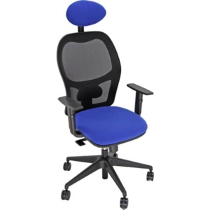 Sedia operativa girevole Unisit Hubble HUHUPG con poggiatesta - rivestimento ignifugo blu con braccioli HUHUPG/BR/IB