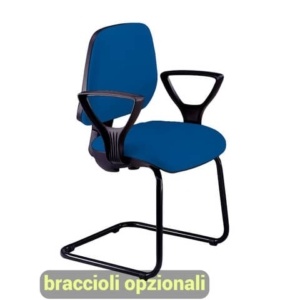 Sedia operativa visitatore Unisit Leda LDS Eco smart su slitta - rivestimento ignifugo - blu -LDS/IB