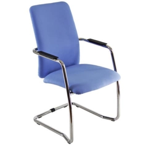 Sedia visitatore con slitta Unisit Lithium LTLTA schienale alto - rivest. fili di luce blu- LTLTA/F11