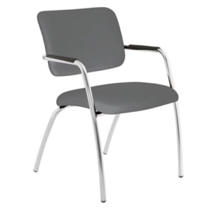 Sedia visitatore a 4 gambe Unisit Lithium LT4G struttura cromata - rivest. pelle grigio - LT4G/PT