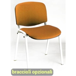 Sedia visitatore 4 gambe Unisit Dado D5B acciaio bianco - rivestimento eco arancione - conf. 2 pezzi - D5B/2/EA