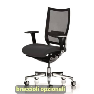 Sedia semidirezionale girevole Unisit Concept COT - schienale in rete - rivestimento ecopelle grigio - COT/KG
