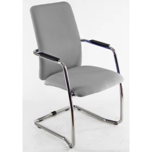 Sedia visitatore con slitta Unisit Lithium LTLTA schienale alto - rivest. pelle grigio - LTLTA/PT