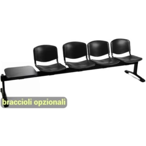 Panca 4 posti attesa Unisit Dado D54PT con tavolino - rivestimento Eco nero - D54PT/EN