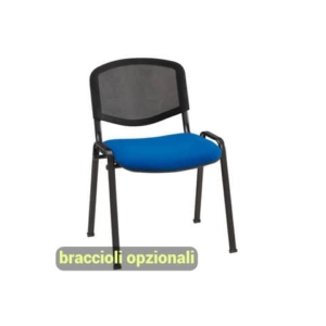 Sedia visitatore 4 gambe Unisit Dado D5N schienale in rete - rivestimento ignifugo blu - Conf. 2 pezzi - D5N/2/IB
