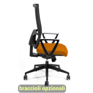 Sedia operativa girevole Unisit Nereide NDAE schienale in rete - rivestimento Eco arancione - NDAE/EA