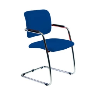 Sedia visitatore con slitta Unisit Lithium LTLT struttura cromata - rivest. ignifugo blu - impilabile LTLT/IB