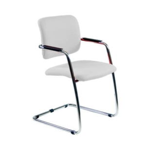 Sedia visitatore con slitta Unisit Lithium LTLT struttura cromata - rivest. pelle bianco - impilabile LTLT/PQ