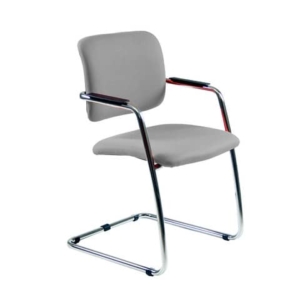 Sedia visitatore con slitta Unisit Lithium LTLT struttura cromata - rivest. pelle grigio - impilabile LTLT/PT