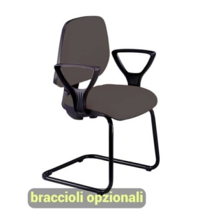 Sedia operativa visitatore Unisit Leda LDS Eco smart su slitta - rivestimento Eco - grigio scuro - LDS/ET