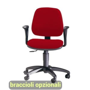 Sedia operativa girevole Unisit Leda LDB Eco smart - schienale basso - rivestimento Eco rosso - LDB/ER