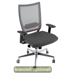 Sedia semidirezionale girevole Unisit Concept COTXL schienale in rete grigio - rivestimento ecopelle grigio COTXL/KG
