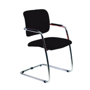 Sedia visitatore con slitta Unisit Lithium LTLT struttura cromata - rivest. pelle nero - impilabile LTLT/PN