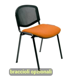 Sedia visitatore 4 gambe Unisit Dado D5N schienale in rete - rivestimento eco arancione - Conf. 2 pezzi - D5N/2/EA