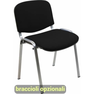 Sedia visitatore 4 gambe Unisit Dado D5G acciaio grigio - rivestimento ignifugo nero - Conf. 2 pezzi - D5G/2/IN