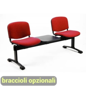 Panca 2 posti attesa Unisit Dado D52PT con tavolino - rivestimento Eco rosso - D52PT/ER