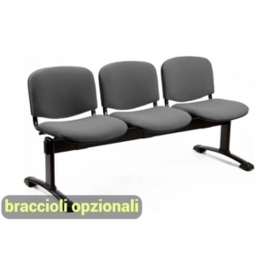 Panca 3 posti attesa Unisit Dado D53P - rivestimento ignifugo grigio scuro D53P/IT