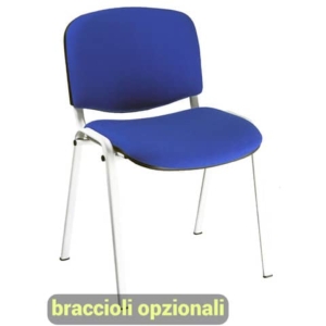 Sedia visitatore 4 gambe Unisit Dado D5B acciaio bianco - rivestimento ignifugo blu - Conf. 2 pezzi - D5B/2/IB